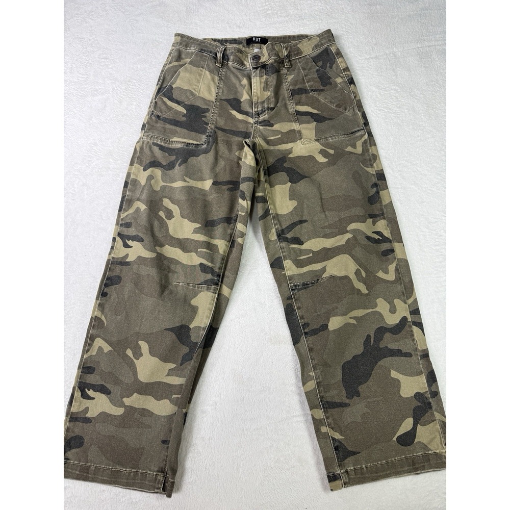 Kut From The Kloth Ashton Camo Barrel Leg Pant Size 6 High Rise Cotton Blend